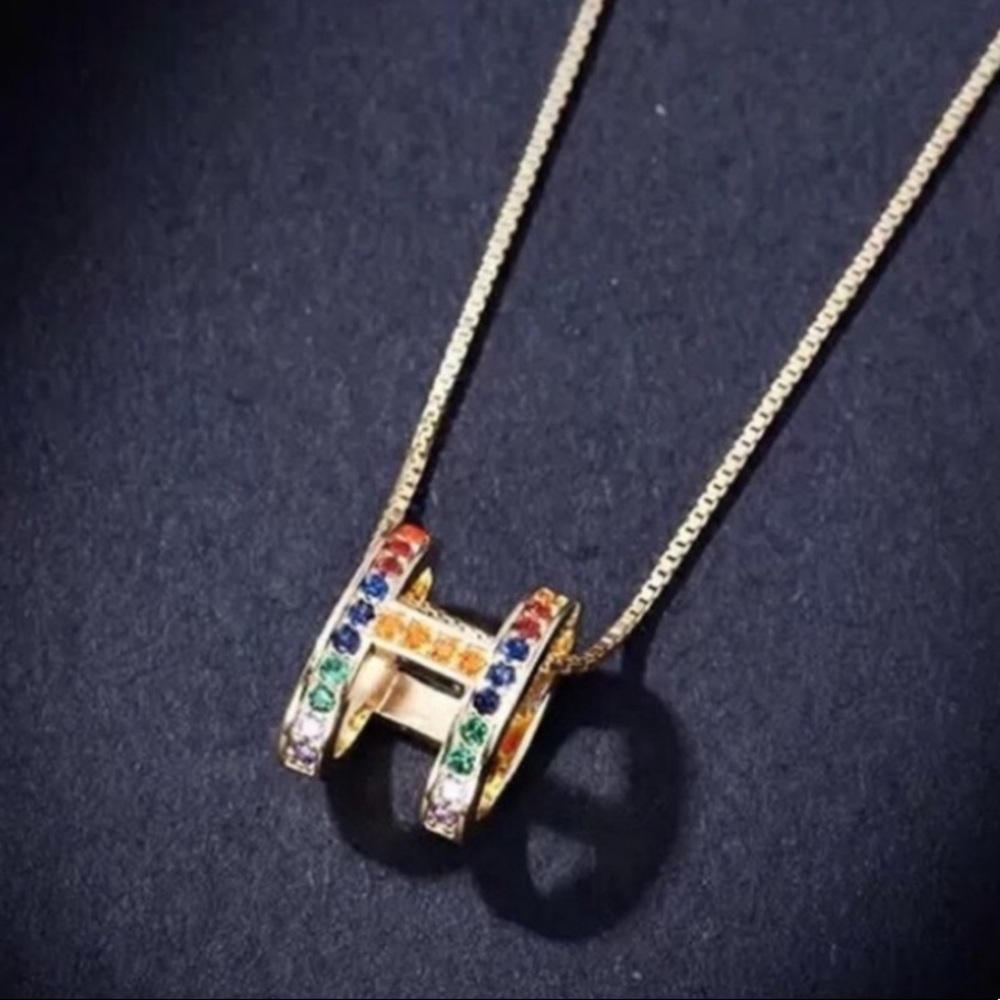 18kt gold plated letter H necklace